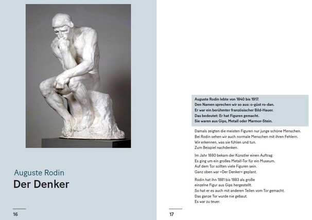 Seiten aus dem Heft über Skulptur Auguste Rodin "Der Denker"